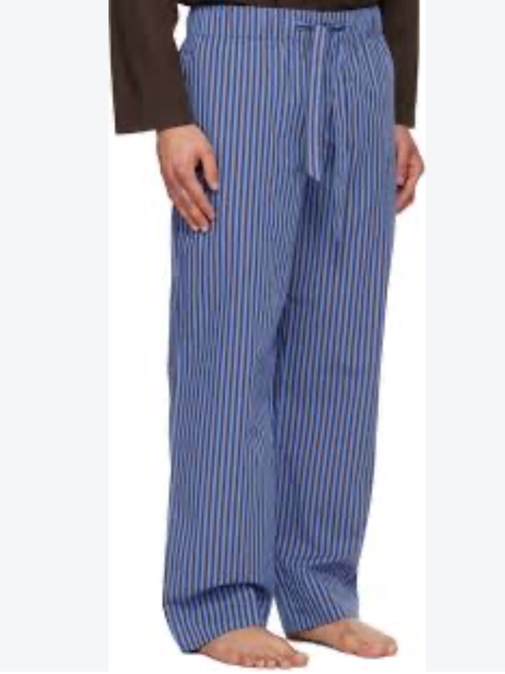 TEKLA organic cotton Blue Striped Lounge Pants with Elastic Waist